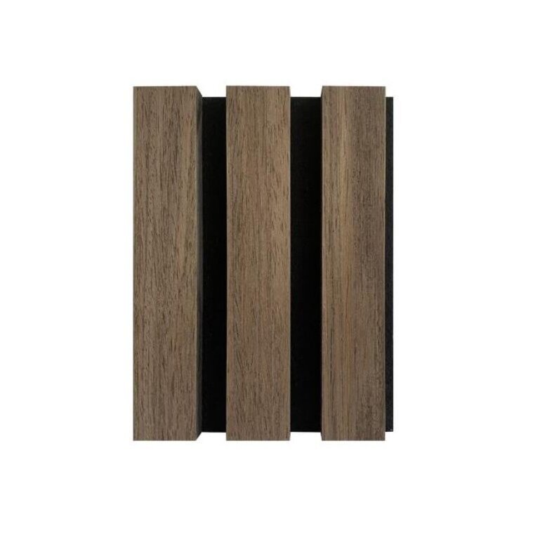 Dekoratiivne akustiline seina | laepaneel | liistpaneel | siseviimistlus | 600x600x22mm | MDF + PET | suitsutatud tamme imitatsioon