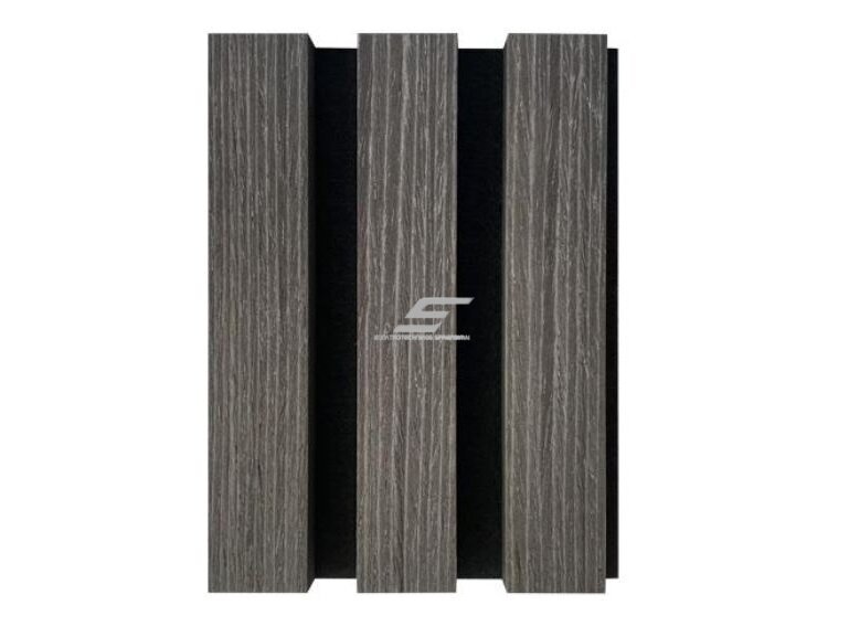 Dekoratyvinė akustinė sienų | lubų plokštė | lamelė | apdaila | 600x600x22mm | MDF + PET | tamsiai pilko ąžuolo imitacija Dekoratyvinė akustinė sienų | lubų plokštė | lamelė | apdaila | 600x600x22mm | MDF + PET | tamsiai pilko ąžuolo imitacija