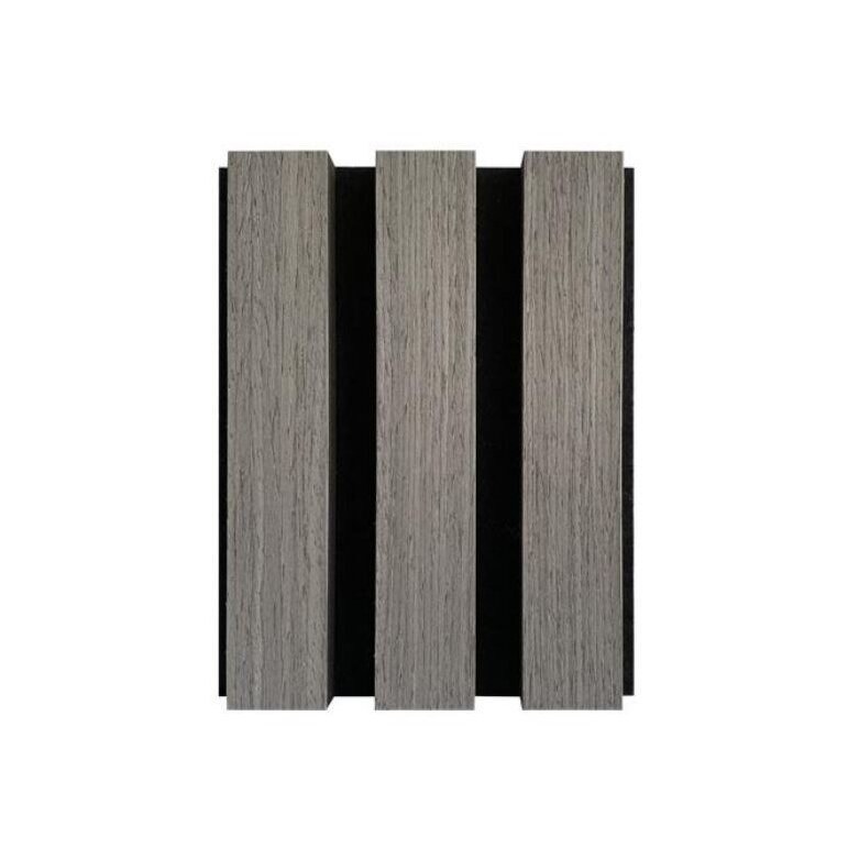 Dekoracyjny panel akustyczny ścienny | sufitowy | panel lamelowy | wykończenie wnętrz | 3000x600x22mm | MDF + PET | imitacja szarego dębu