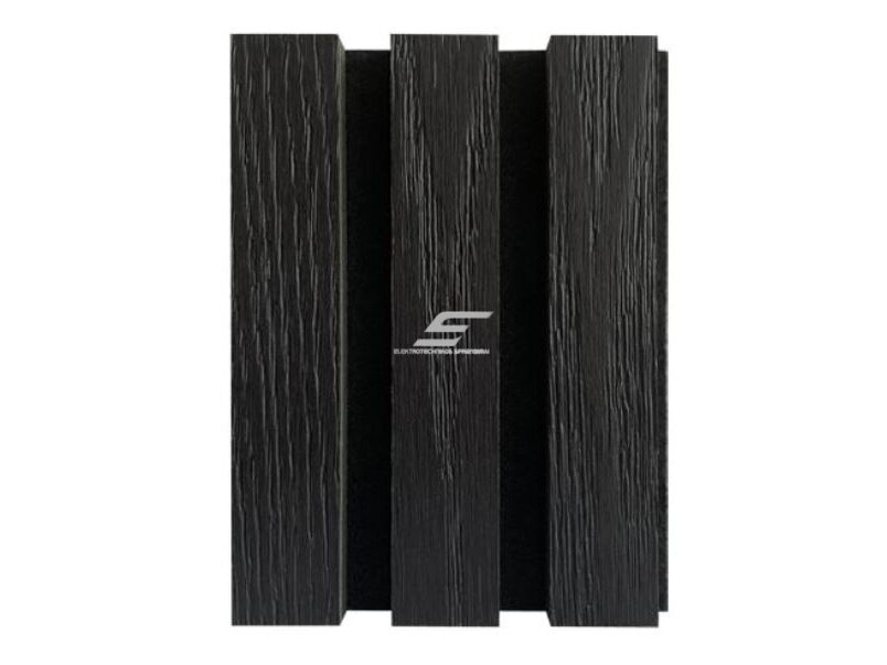 Dekoratyvinė akustinė sienų | lubų plokštė | lamelė | apdaila | 600x600x22mm | MDF + PET | natūralus juodas ąžuolas