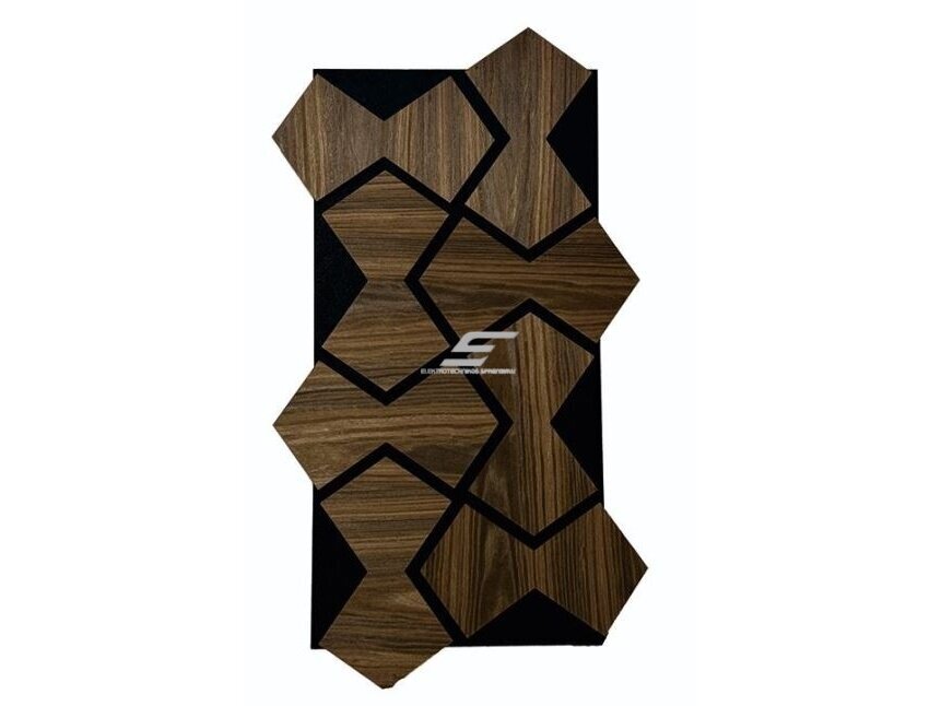 Dekoratyvinė akustinė sienų | lubų plokštė | apdaila | smėlio laikrodžio formos elementų | 861,94x482,87x18mm | MDF + PET | dūminio ąžuolo imitacija