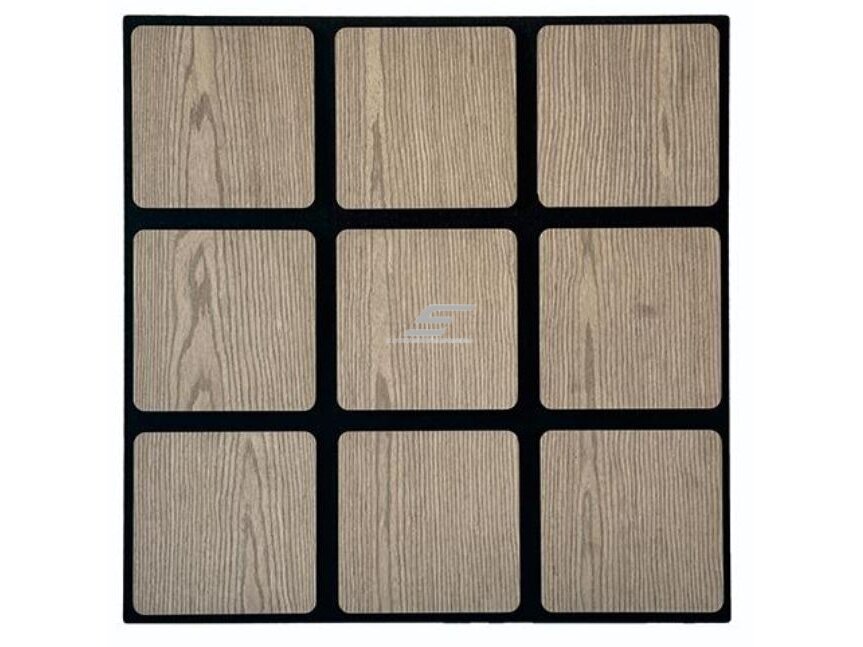 Dekoratyvinė akustinė sienų | lubų plokštė | apdaila | kvadratinių elementų | 605x600x18mm | MDF + PET | ąžuolo imitacija