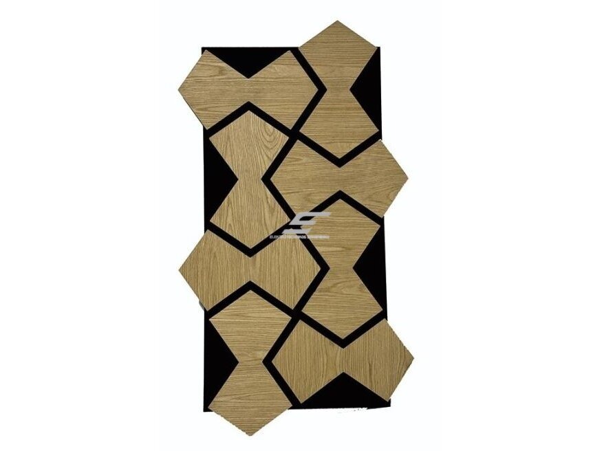 Dekoratyvinė akustinė sienų | lubų plokštė | apdaila | smėlio laikrodžio formos elementų | 861,94x482,87x18mm | MDF + PET | ąžuolo imitacija