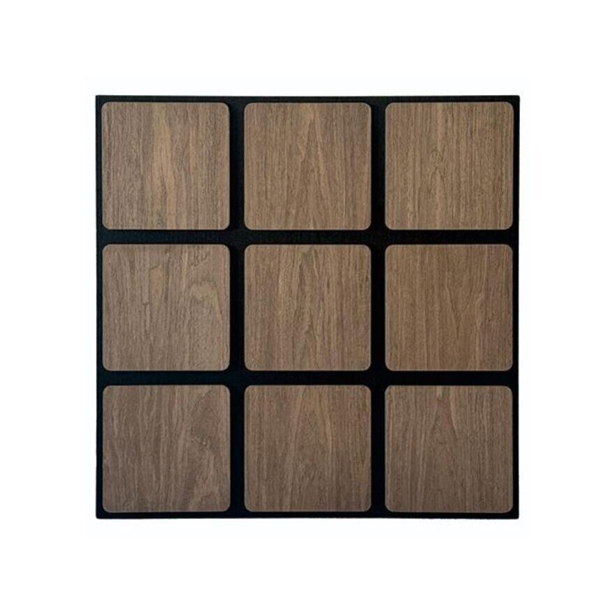 Decorative Acoustic Wall | Ceiling Panel | Square Elements | Interior Cladding | 605x600x18mm | MDF + PET | Dark Walnut Finish Decorative Acoustic Wall | Ceiling Panel | Square Elements | Interior Cladding | 605x600x18mm | MDF + PET | Dark Walnut Finish