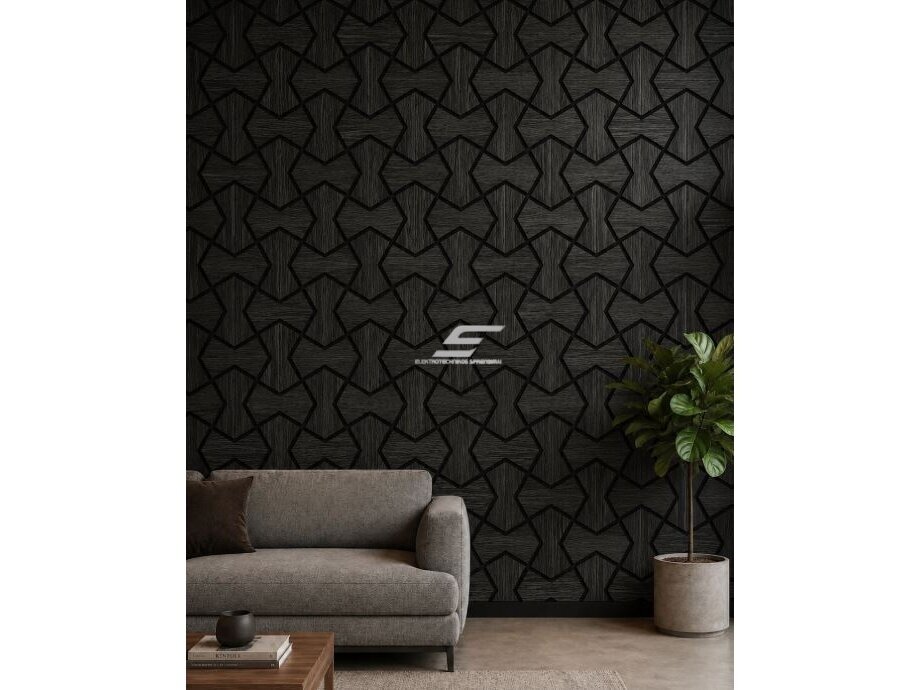 Dekoratyvinė akustinė sienų | lubų plokštė | apdaila | smėlio laikrodžio formos elementų | 861,94x482,87x18mm | MDF + PET | juodo ąžuolo imitacija 2