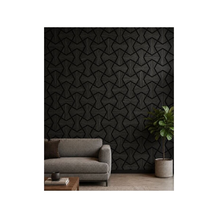 Dekoracyjny panel akustyczny ścienny | sufitowy | okładzina wnętrz | elementy w kształcie klepsydry | 861,94x482,87x18mm | MDF + PET | imitacja czarnego dębu 2 Dekoracyjny panel akustyczny ścienny | sufitowy | okładzina wnętrz | elementy w kształcie klepsydry | 861,94x482,87x18mm | MDF + PET | imitacja czarnego dębu 2