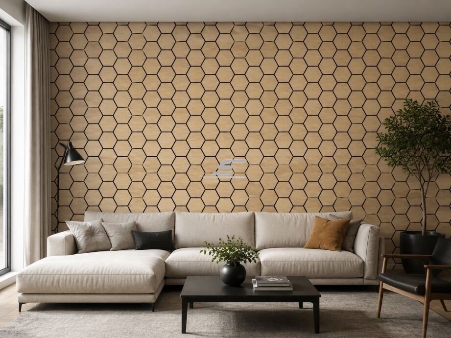 Dekoratyvinė akustinė sienų | lubų plokštė | apdaila | bičių korio | šešiakampių raštas | 795,27x650,98x18mm | MDF + PET | ąžuolo imitacija 2 Dekoratyvinė akustinė sienų | lubų plokštė | apdaila | bičių korio | šešiakampių raštas | 795,27x650,98x18mm | MDF + PET | ąžuolo imitacija 2