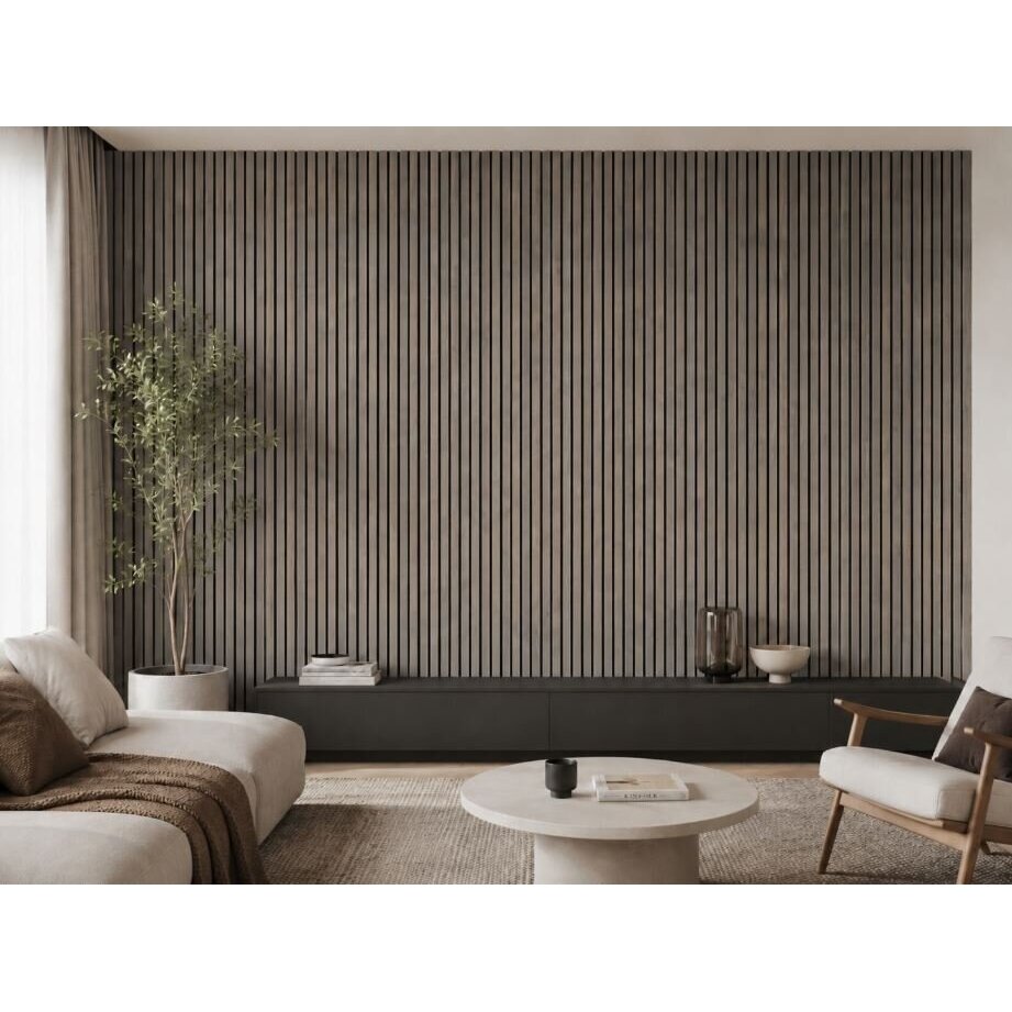 Dekoratiivne akustiline seina | laepaneel | liistpaneel | siseviimistlus | 3000x600x22mm | MDF + PET | naturaalne hall tamm 3 Dekoratiivne akustiline seina | laepaneel | liistpaneel | siseviimistlus | 3000x600x22mm | MDF + PET | naturaalne hall tamm 3