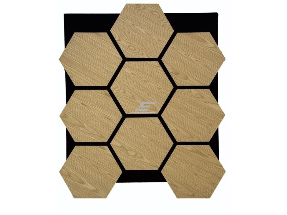 Dekoratyvinė akustinė sienų | lubų plokštė | apdaila | bičių korio | šešiakampių raštas | 795,27x650,98x18mm | MDF + PET | ąžuolo imitacija Dekoratyvinė akustinė sienų | lubų plokštė | apdaila | bičių korio | šešiakampių raštas | 795,27x650,98x18mm | MDF + PET | ąžuolo imitacija