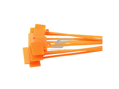 Dirželiai su markiravimo kortele | 3x110mm | oranžiniai | 100vnt. Dirželiai su markiravimo kortele | 3x110mm | oranžiniai | 100vnt.
