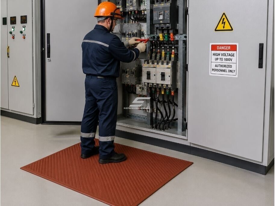 Dielektrinis guminis kilimėlis elektrikams | 750x750x7mm | 1000V | su patikra | rudas 1 Dielektrinis guminis kilimėlis elektrikams | 750x750x7mm | 1000V | su patikra | rudas 1