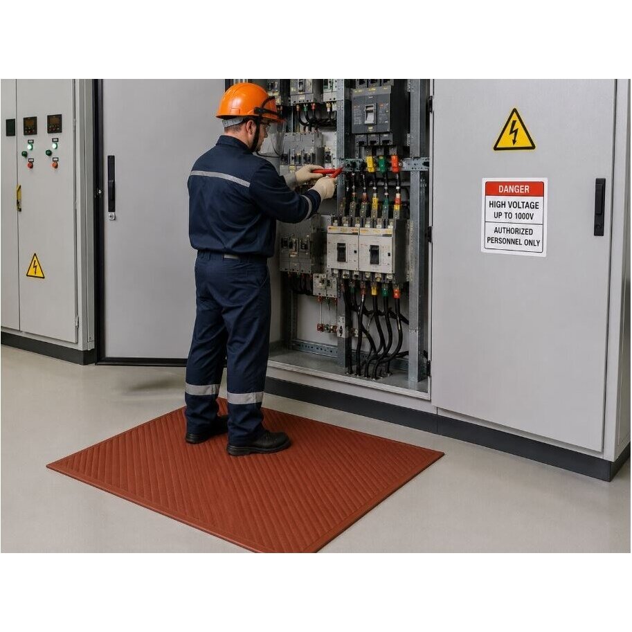 Dielektryczna mata gumowa dla elektryków | 750x750x7mm | 1000V | z kontrolą | brązowa 1 Dielektryczna mata gumowa dla elektryków | 750x750x7mm | 1000V | z kontrolą | brązowa 1