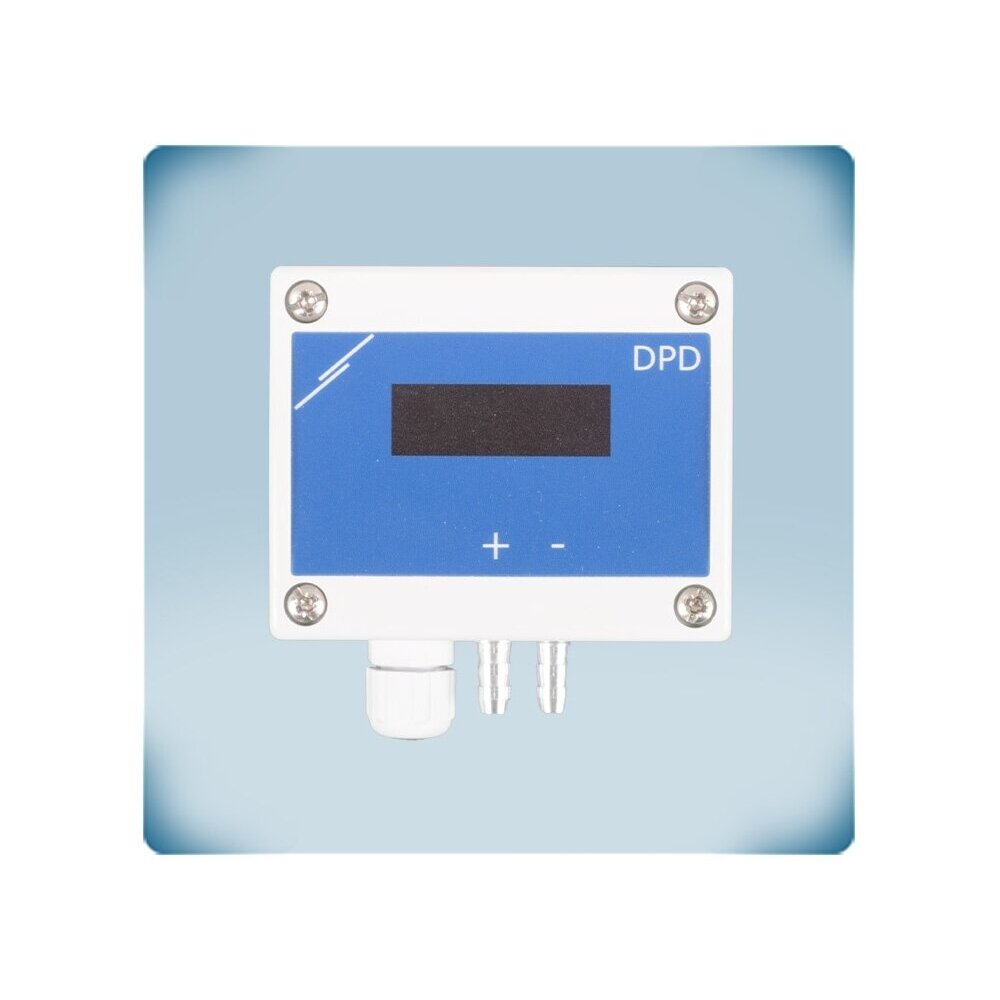 Kahekordne diferentsiaalrõhuandur ekraaniga | 2×0-1000Pa | 2×0-10VDC/0-20mA/PWM | Modbus RTU | 24VDC | 4-juhtmeline | IP65 | Sentera Controls | DPD-F-1K0 1