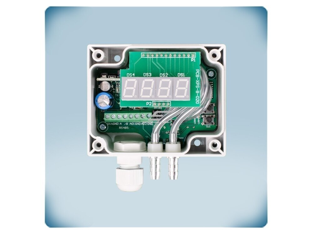 Dvigubas diferencinio slėgio daviklis su ekranu | 2×0-1000Pa | 2×0-10VDC/0-20mA/PWM | Modbus RTU | 24VAC/VDC | 3 laidų | IP65 | Sentera Controls | DPD-G-1K0 5 Dvigubas diferencinio slėgio daviklis su ekranu | 2×0-1000Pa | 2×0-10VDC/0-20mA/PWM | Modbus RTU | 24VAC/VDC | 3 laidų | IP65 | Sentera Controls | DPD-G-1K0 5
