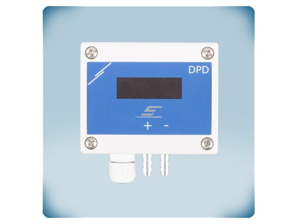 Dvigubas diferencinio slėgio daviklis su ekranu | 2×0-4000Pa | 2×0-10VDC/0-20mA/PWM | Modbus RTU | 24VAC/VDC | 3 laidų | IP65 | Sentera Controls | DPD-G-4K0 1