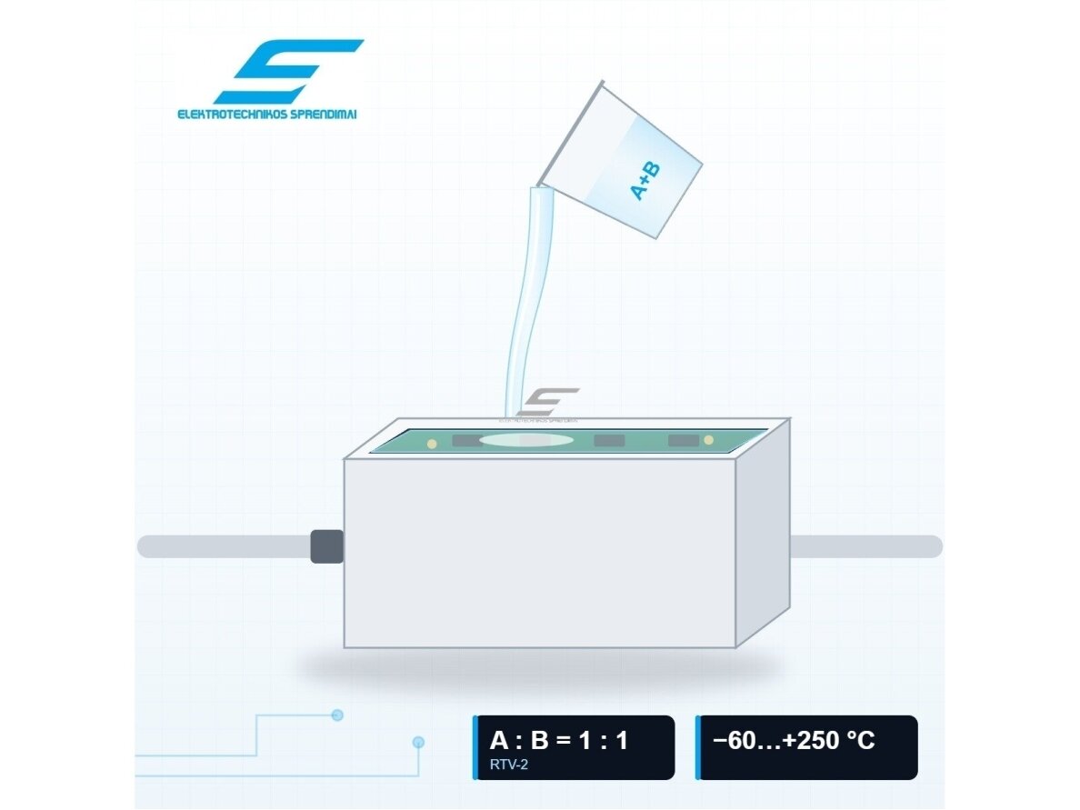 Dvikomponentis skaidrus silikoninis gelis užliejimui ir hermetizavimui | RTV-2 | maišymas 1:1 | −60…+250 °C | 1 kg | Elsp-1-2VTR 1 Dvikomponentis skaidrus silikoninis gelis užliejimui ir hermetizavimui | RTV-2 | maišymas 1:1 | −60…+250 °C | 1 kg | Elsp-1-2VTR 1