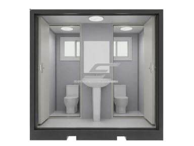 Dvigubas mobilus sanitarinis konteinerinis WC | 2 tualetai su praustuvu | 2270x2070x2255mm Dvigubas mobilus sanitarinis konteinerinis WC | 2 tualetai su praustuvu | 2270x2070x2255mm