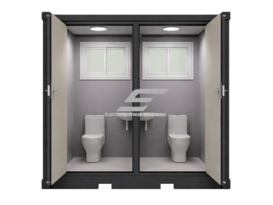 Dvigubas mobilus sanitarinis konteinerinis WC | 2 tualetai su 2 praustuvais | 2 atskiros kabinos | 2070x1220x2255mm Dvigubas mobilus sanitarinis konteinerinis WC | 2 tualetai su 2 praustuvais | 2 atskiros kabinos | 2070x1220x2255mm