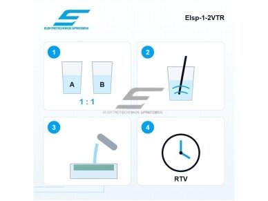 Dvikomponentis skaidrus silikoninis gelis užliejimui ir hermetizavimui | RTV-2 | maišymas 1:1 | −60…+250 °C | 1 kg | Elsp-1-2VTR 3