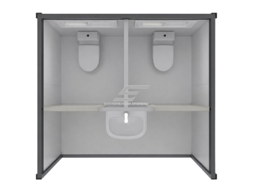 Dvigubas mobilus sanitarinis konteinerinis WC | 2 tualetai su praustuvu | 2270x2070x2255mm 2