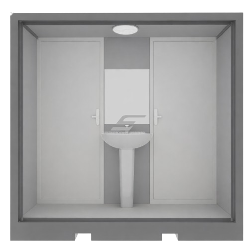 Kahekordne mobiilne sanitaarne konteiner-WC | 2 tualetti koos valamuga | 2270x2070x2255mm 3 Kahekordne mobiilne sanitaarne konteiner-WC | 2 tualetti koos valamuga | 2270x2070x2255mm 3