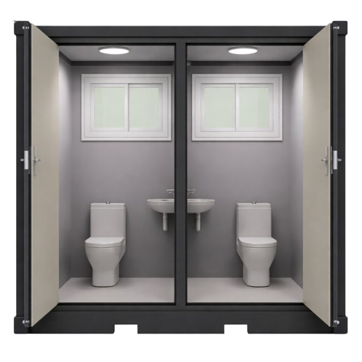 Двойной мобильный санитарный контейнер WC | 2 туалета с 2 умывальниками | 2 отдельные кабины | 2070x1220x2255мм Двойной мобильный санитарный контейнер WC | 2 туалета с 2 умывальниками | 2 отдельные кабины | 2070x1220x2255мм