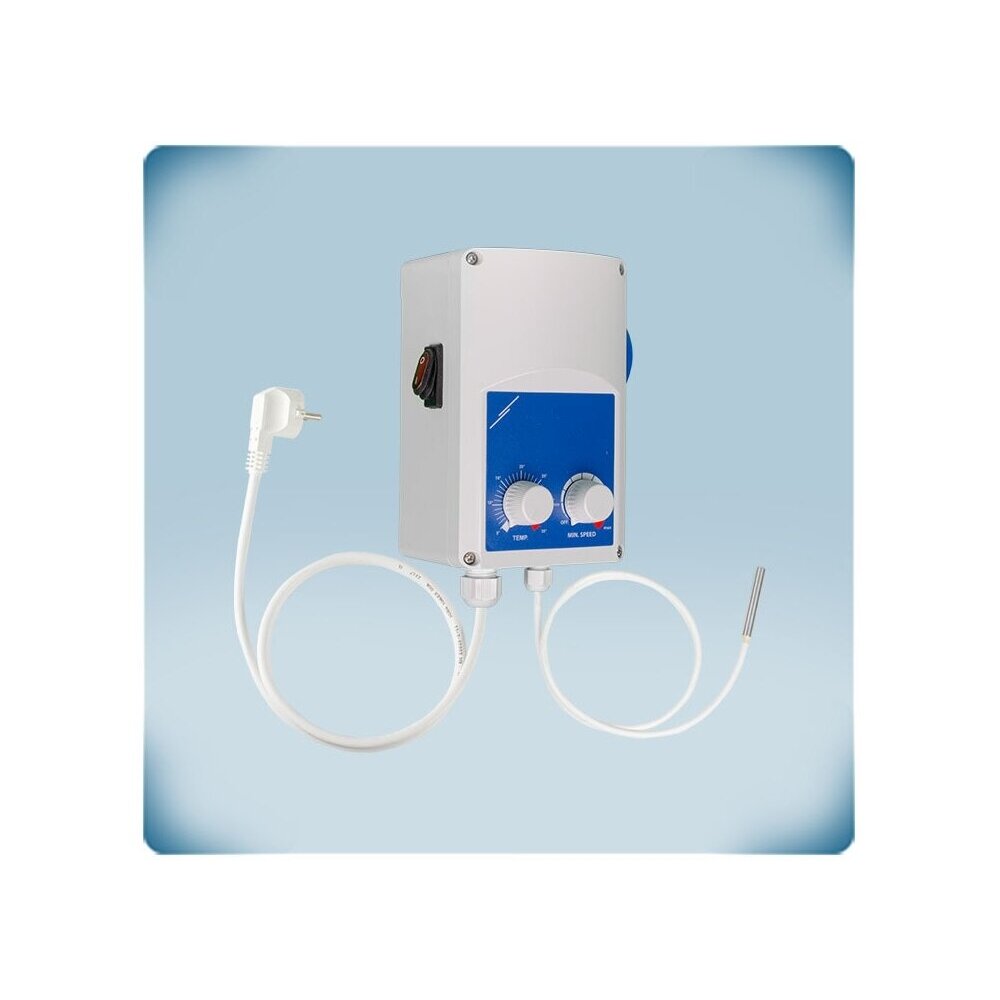 Electronic temperature-controlled fan speed controller | 5-35°C | 6A | 230VAC | with PT500 sensor | Schuko socket | IP54 | Sentera Controls | GTE21-60-DT 1 Electronic temperature-controlled fan speed controller | 5-35°C | 6A | 230VAC | with PT500 sensor | Schuko socket | IP54 | Sentera Controls | GTE21-60-DT 1