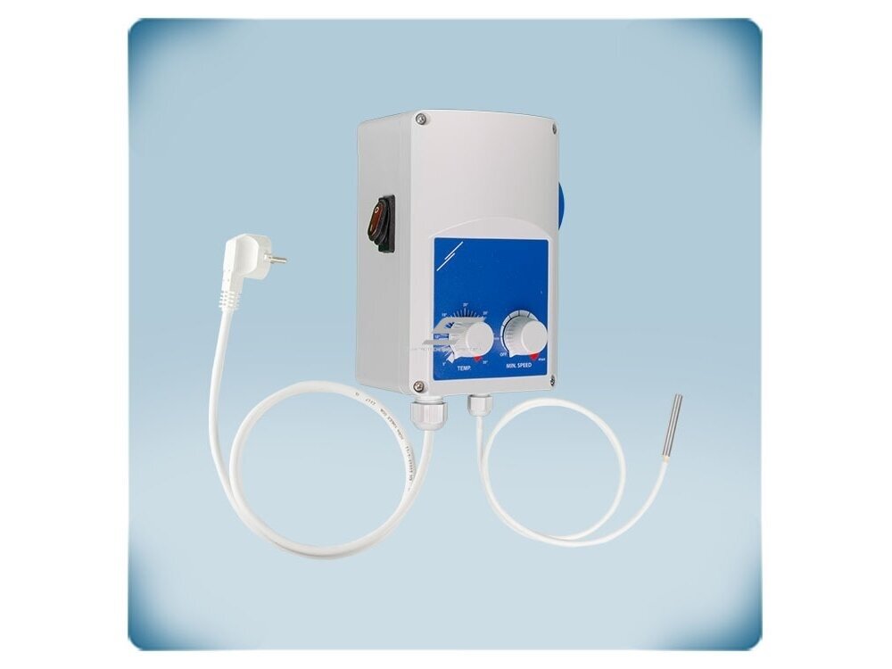 Elektroninis ventiliatoriaus greičio reguliatorius pagal temperatūrą | 5-35°C | 6A | 230VAC | su PT500 jutikliu | Schuko lizdas | IP54 | Sentera Controls | GTE21-60-DT 1