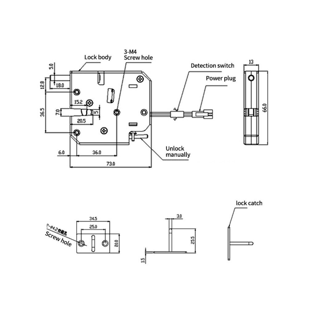 Elektromehaaniline riiv | lukk | pakiautomaatidele | 24VDC | 1A | 73x66x13mm | avaneb toite sisselülitamisel | terasest | must 4 Elektromehaaniline riiv | lukk | pakiautomaatidele | 24VDC | 1A | 73x66x13mm | avaneb toite sisselülitamisel | terasest | must 4