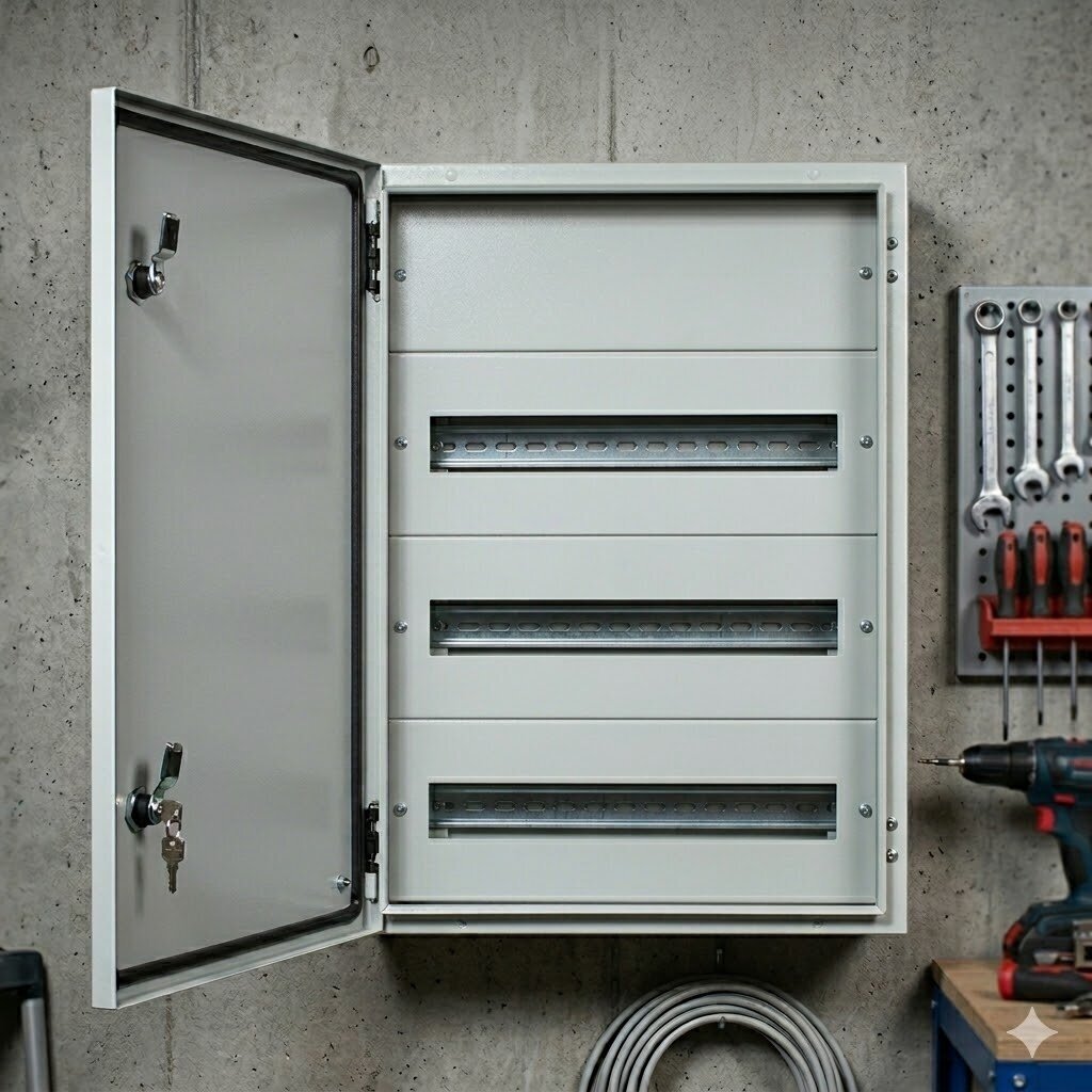 Elektrības sadales | modulārais skapis | kaste | sadalne | 72 moduļi | 450x750x125mm | hermētisks | virsapmetuma | tērauda | IP65 3 Elektrības sadales | modulārais skapis | kaste | sadalne | 72 moduļi | 450x750x125mm | hermētisks | virsapmetuma | tērauda | IP65 3
