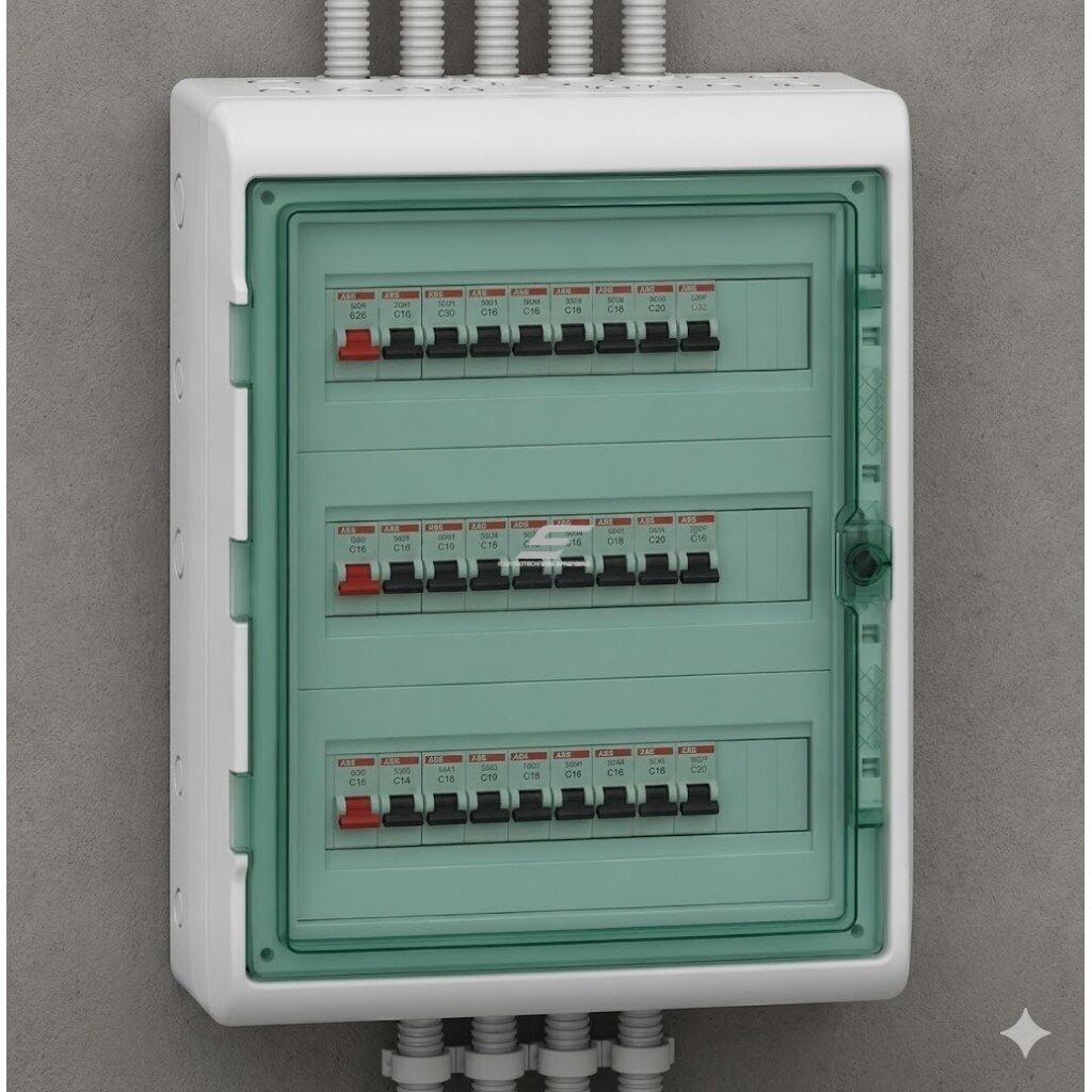 Electrical distribution | modular enclosure | box | cabinet | 54 modules (3x18) | 610x448x160mm | transparent door | waterproof | surface-mounted | plastic | IP65 | Schneider Electric | Kaedra | 13986 1 Electrical distribution | modular enclosure | box | cabinet | 54 modules (3x18) | 610x448x160mm | transparent door | waterproof | surface-mounted | plastic | IP65 | Schneider Electric | Kaedra | 13986 1