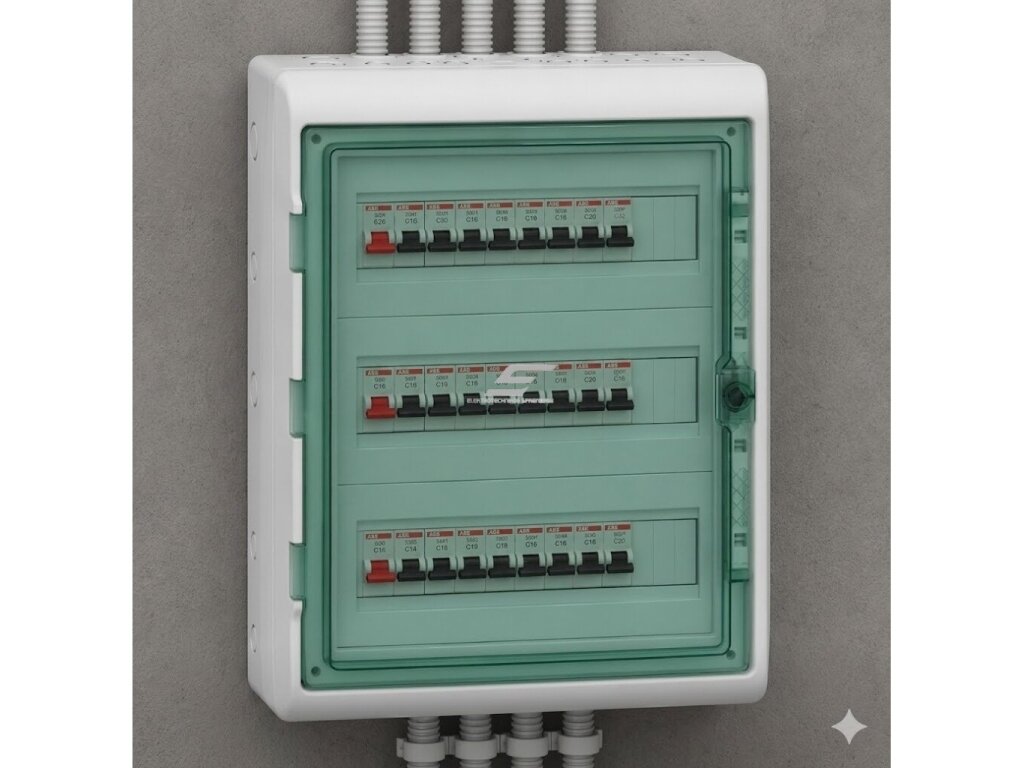 Elektros paskirstymo | modulinis skydelis | dėžė | skydas | 54 modulių (3x18) | 610x448x160mm | skaidrios durelės | hermetinis | virštinkinis | plastikinis | IP65 | Schneider Electric | Kaedra | 13986 1