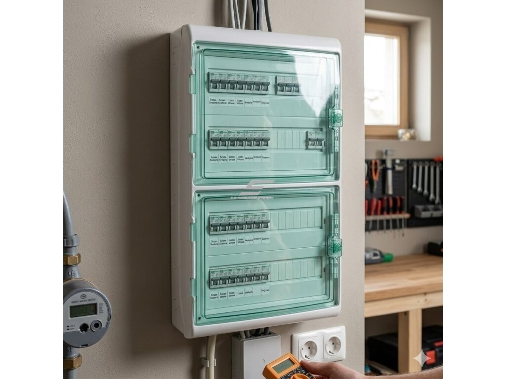 Elektros paskirstymo | modulinis skydelis | dėžė | skydas | 72 modulių (4x18) | 842x448x160mm | skaidrios durelės | hermetinis | virštinkinis | plastikinis | IP65 | Schneider Electric | Kaedra | 13987 2
