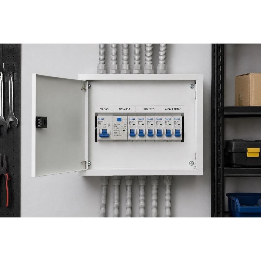 Elektro sadales | modulārais skapis | kaste | vairogs | 8 moduļi | 250x250x110mm | virsapmetuma | tērauda | IP43 3 Elektro sadales | modulārais skapis | kaste | vairogs | 8 moduļi | 250x250x110mm | virsapmetuma | tērauda | IP43 3