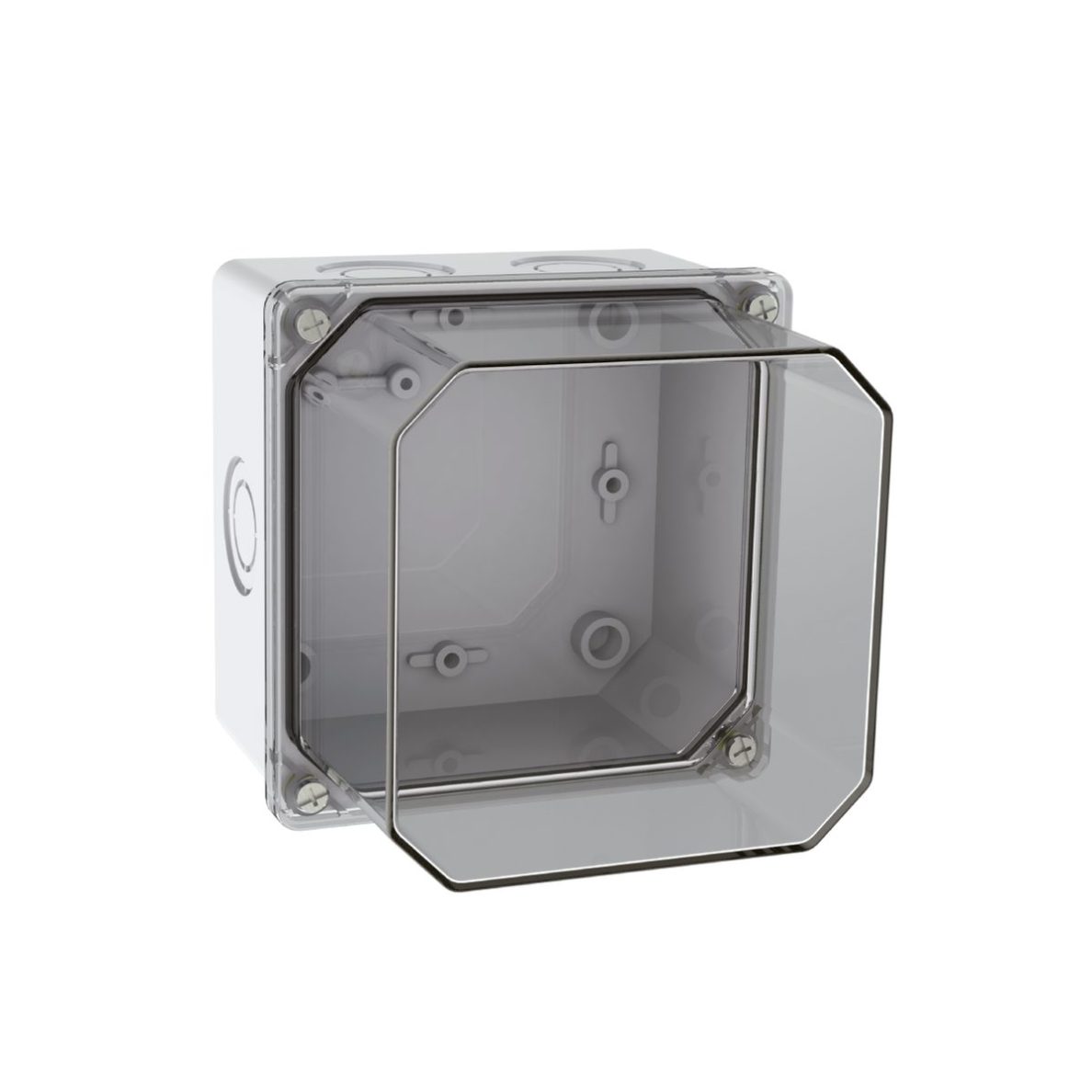 Elektroinstalācijas termoplastiskā sadales kārba | hermētiska | 113x113x120mm | virsmas montāža | bez halogēna | caurspīdīgs vāks | IP67 | TEM Elektroinstalācijas termoplastiskā sadales kārba | hermētiska | 113x113x120mm | virsmas montāža | bez halogēna | caurspīdīgs vāks | IP67 | TEM