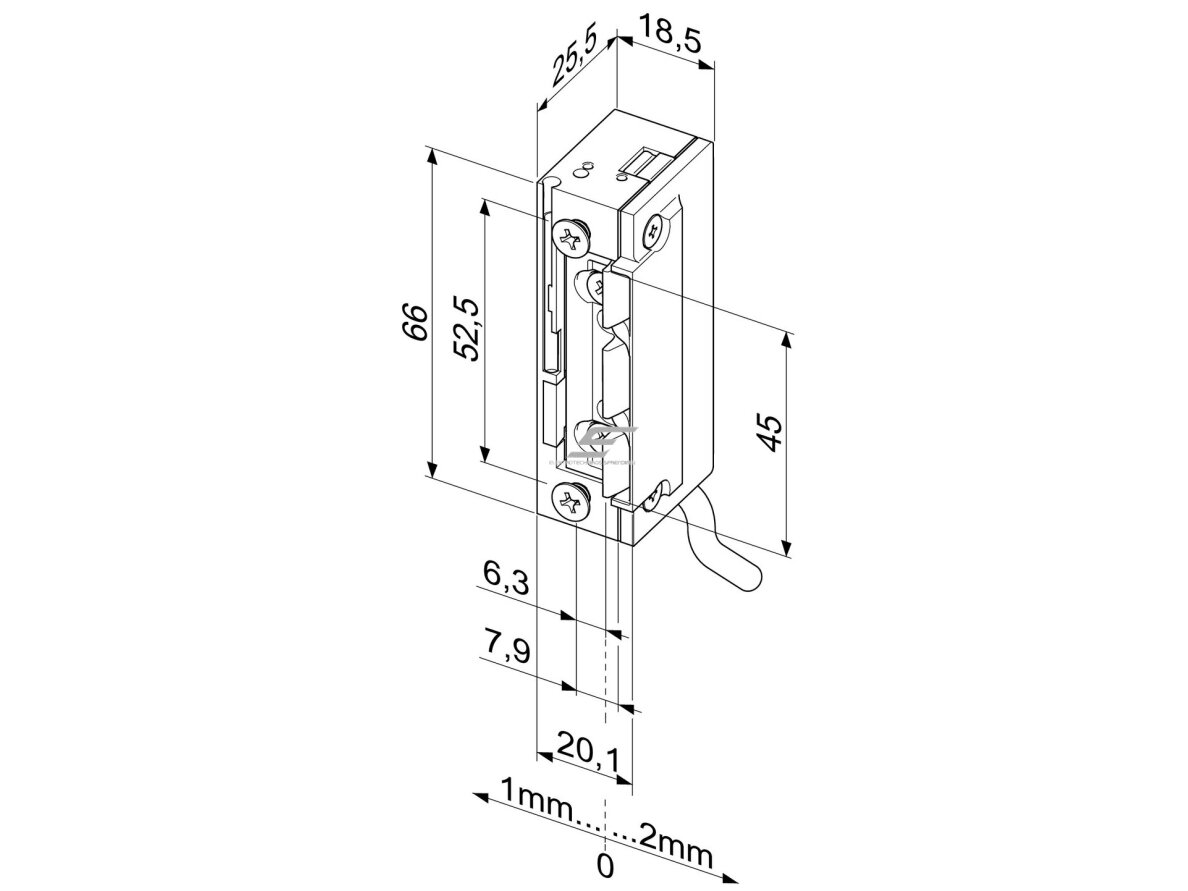 Elektromagnetinė durų spyna | sklendė | 10-24V AC/DC | jėga 375kg | su atmintim | su 300mm kabeliu | EFF EFF | ASSA ABLOY | 148W.13 A71 1