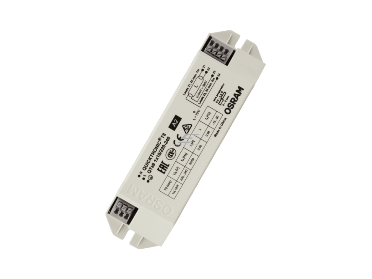Elektroninis balastas T8 (26 mm) liuminescencinei lempai | 1×18 W | 220–240 V | OSRAM QUICKTRONIC QTz8 1X18 | 4008321863263 Elektroninis balastas T8 (26 mm) liuminescencinei lempai | 1×18 W | 220–240 V | OSRAM QUICKTRONIC QTz8 1X18 | 4008321863263