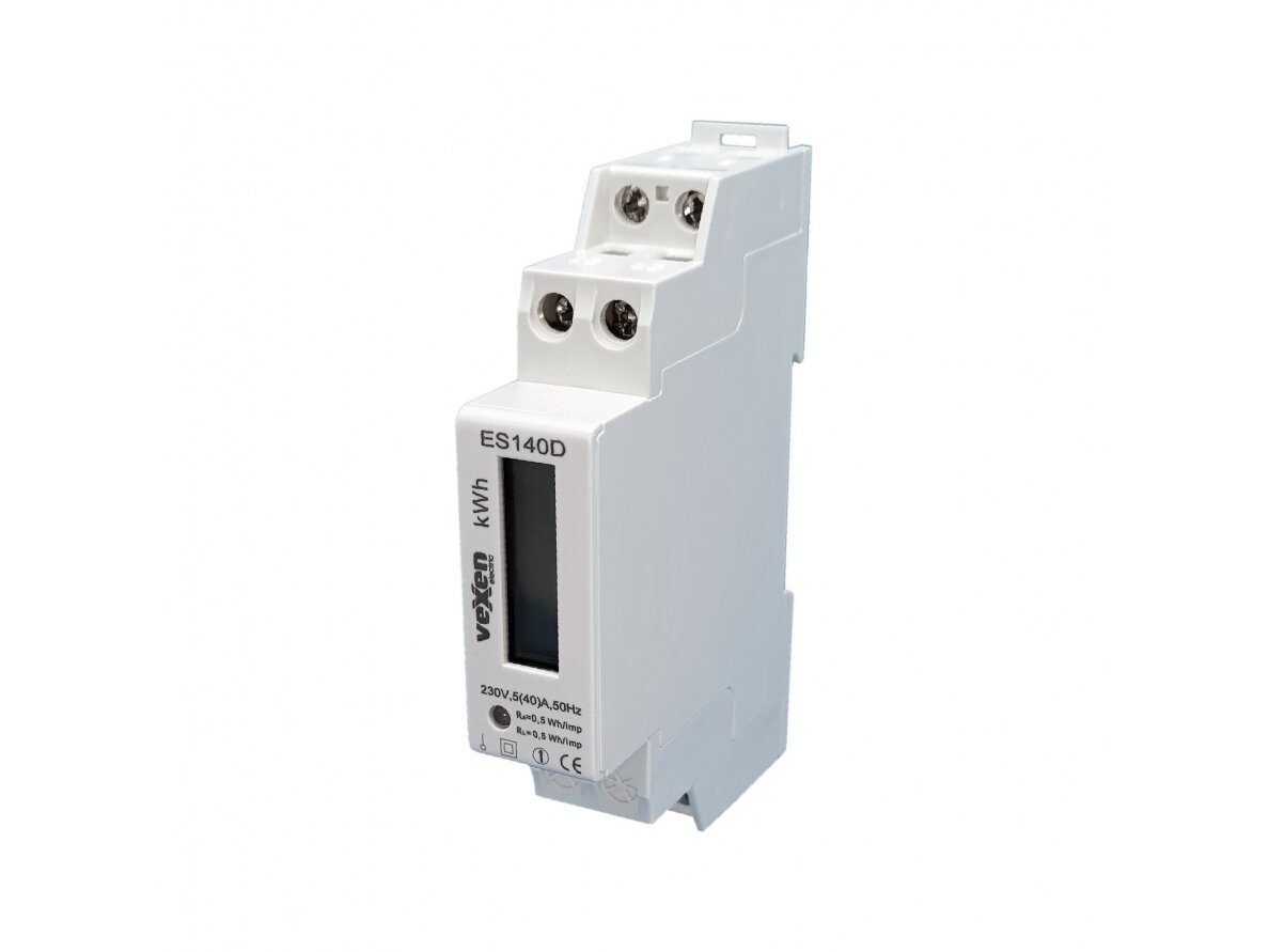 Modulinis | skaitmeninis elektros energijos skaitiklis | 1F | 5-40A | 230V | 1 tarifo | skaičiai rodomi vertikaliai eilutėje | IP20 | DIN | VEXEN | ES140D Modulinis | skaitmeninis elektros energijos skaitiklis | 1F | 5-40A | 230V | 1 tarifo | skaičiai rodomi vertikaliai eilutėje | IP20 | DIN | VEXEN | ES140D