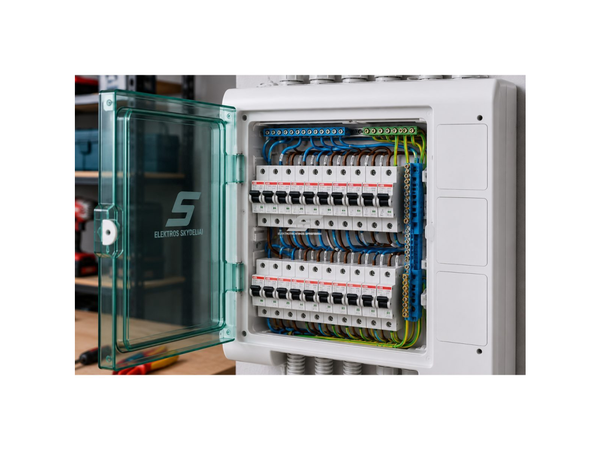 Elektros paskirstymo | modulinis skydelis | dėžė | skydas | 24 modulių | 460x448x160mm | skaidrios durelės | su 3 vietomis lizdams | hermetinis | virštinkinis | plastikinis | IP65 | Schneider Electric | Kaedra | 13991 3