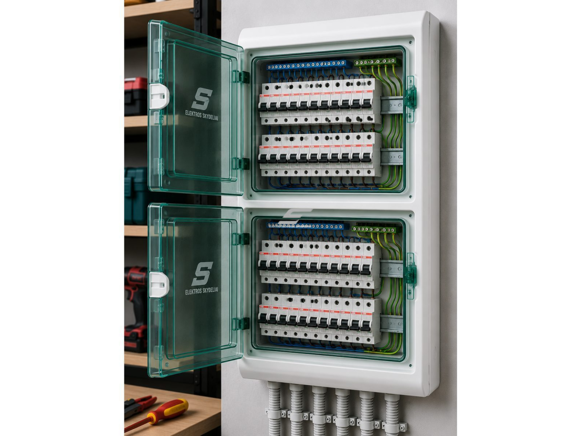 Elektros paskirstymo | modulinis skydelis | dėžė | skydas | 72 modulių (4x18) | 842x448x160mm | skaidrios durelės | hermetinis | virštinkinis | plastikinis | IP65 | Schneider Electric | Kaedra | 13987 1