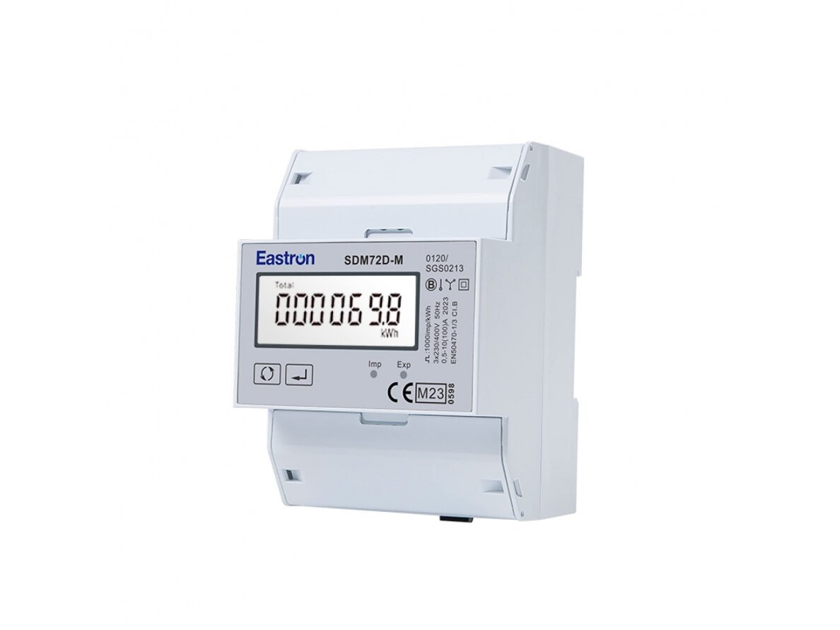 Modulinis trifazis elektros energijos skaitiklis | 100 A | 3×230/400 V | dvikryptis | RS485 Modbus | MID | DIN | Eastron SDM72D-M-MID Modulinis trifazis elektros energijos skaitiklis | 100 A | 3×230/400 V | dvikryptis | RS485 Modbus | MID | DIN | Eastron SDM72D-M-MID