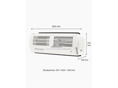 Elektrinė oro užuolaida Dimplex AC | 1300/3000W | 230V | 6,2m/s | 214x624x139mm | IP21 | Dimplex AC3W
