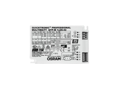 Elektroninis balastas kompaktinėms liuminescensinėms lempoms | 49W | 198-264VAC/DC | IP20 | QTP-M 1x26-42 Osram Elektroninis balastas kompaktinėms liuminescensinėms lempoms | 49W | 198-264VAC/DC | IP20 | QTP-M 1x26-42 Osram
