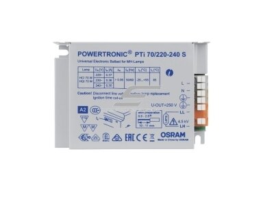 Elektroninis balastas | metalo halogeno lempoms | PTi 70/220–240 S | POWERTRONIC | OSRAM Elektroninis balastas | metalo halogeno lempoms | PTi 70/220–240 S | POWERTRONIC | OSRAM