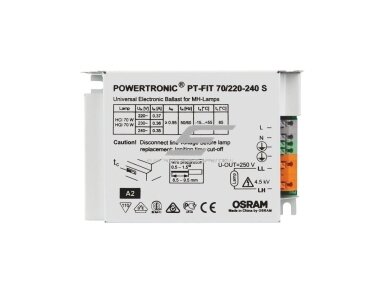 Elektroninis balastas | metalo halogeno lempoms | PT-FIT 70/220–240 S | POWERTRONIC | OSRAM Elektroninis balastas | metalo halogeno lempoms | PT-FIT 70/220–240 S | POWERTRONIC | OSRAM