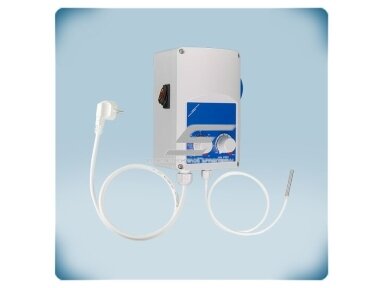Elektroninis ventiliatoriaus greičio reguliatorius pagal temperatūrą | 5-35°C | 6A | 230VAC | su PT500 jutikliu | Schuko lizdas | IP54 | Sentera Controls | GTE21-60-DT Elektroninis ventiliatoriaus greičio reguliatorius pagal temperatūrą | 5-35°C | 6A | 230VAC | su PT500 jutikliu | Schuko lizdas | IP54 | Sentera Controls | GTE21-60-DT