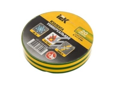 Elektros izoliacinė juosta | 0,13x15mm | 20m | geltona/žalia | IEK | UIZ-13-10-K52 Elektros izoliacinė juosta | 0,13x15mm | 20m | geltona/žalia | IEK | UIZ-13-10-K52