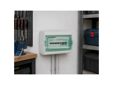 Elektros paskirstymo | modulinis skydelis | dėžė | skydas | 18 modulių | 280x448x160mm | skaidrios durelės | hermetinis | virštinkinis | plastikinis | IP65 | Schneider Electric | Kaedra | 13982