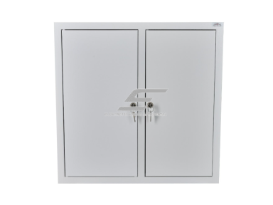 Elektros paskirstymo skydelis | dėžė | 36 modulių | dvigubos durys su spyna | 590x595x210mm | 3F elektros skaitikliams | potinkinis | plieninis | IP31