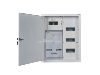 Elektros paskirstymo skydelis | dėžė | 24 modulių | su spyna | 450x550x210mm | 3F elektros skaitikliams | potinkinis | plieninis | IP31